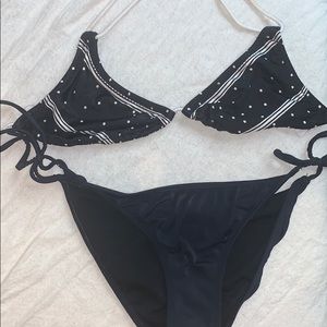 Black Polka Dot & Stripe Bikini